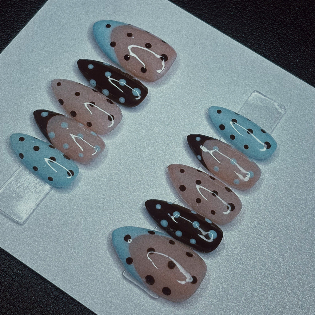 Blue & Brown Polka Dots